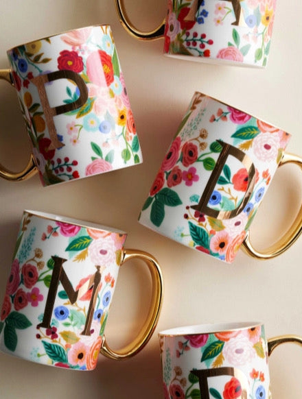 Garden Party Porcelain Monogram Mug