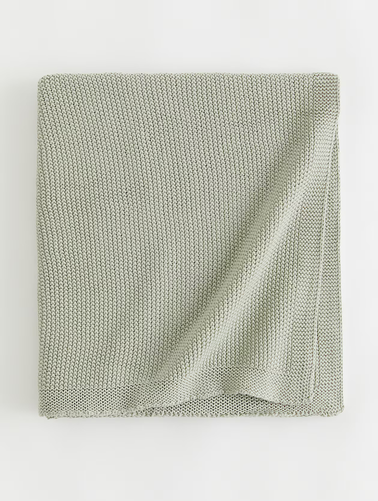 Stitched Cotton Blanket Moss