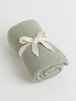 Load image into Gallery viewer, Stitched Cotton Blanket Moss
