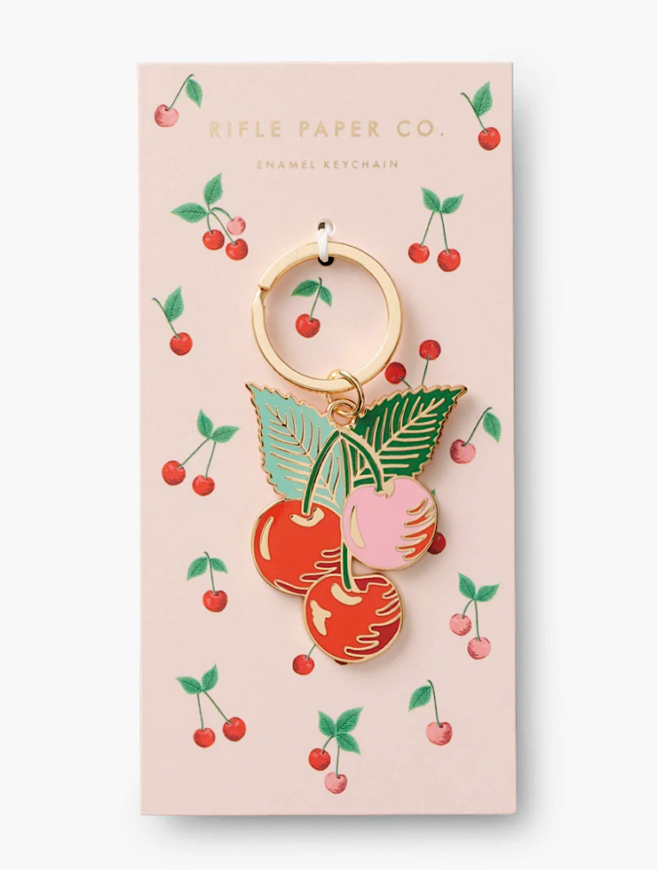 Cherries Enamel Keychain