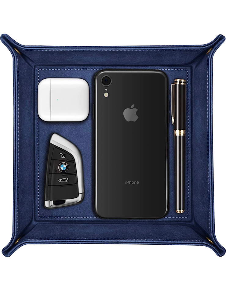 Leather Catchall Blue Tray