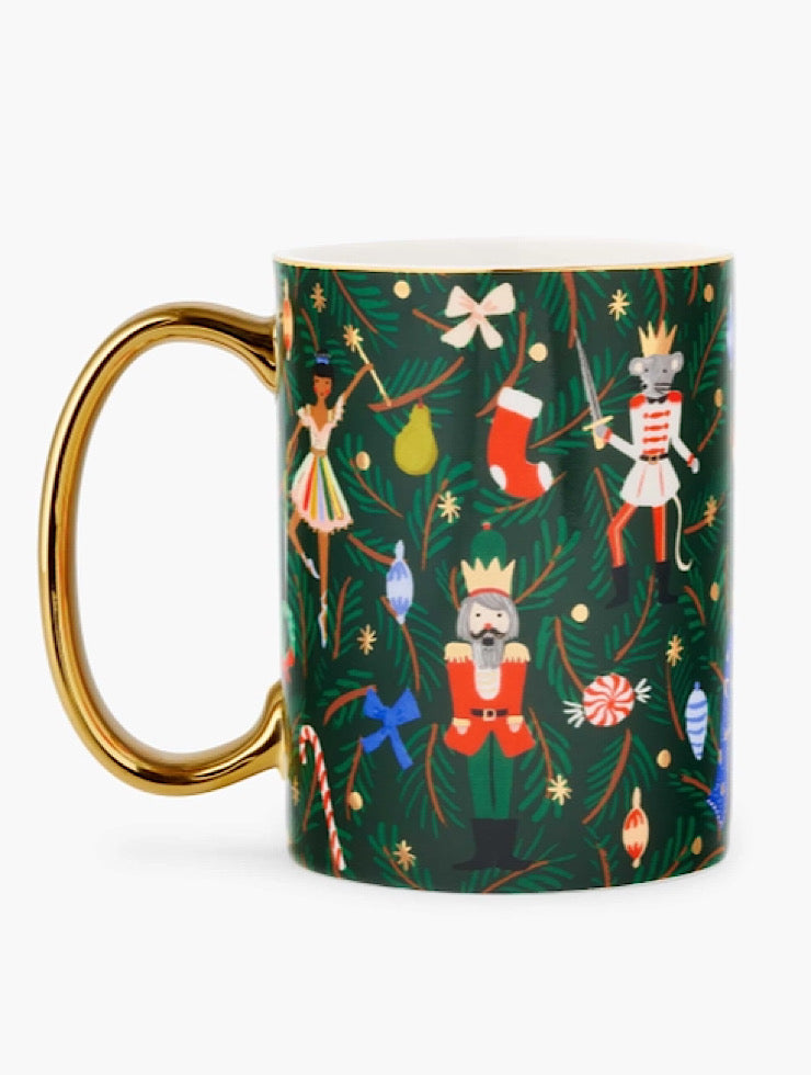 Holiday Evergreen Nutcracker Porcelain Mug