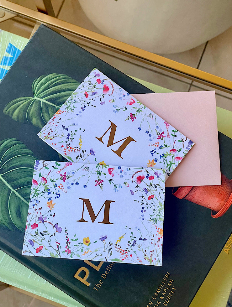 Wild Flower Monogram Card Set