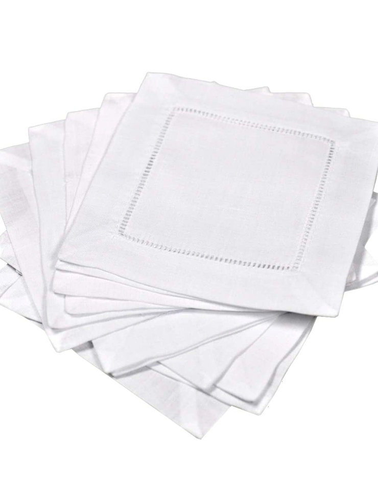 White Linen Cocktail Napkin Set