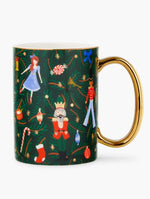 Load image into Gallery viewer, Holiday Evergreen Nutcracker Porcelain Mug
